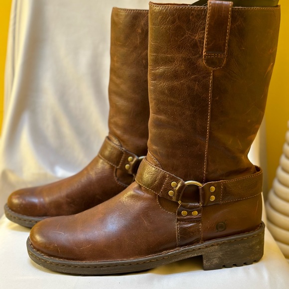 Born Other - Born Bronson brown leather harness pull on biker Moto riding boots
